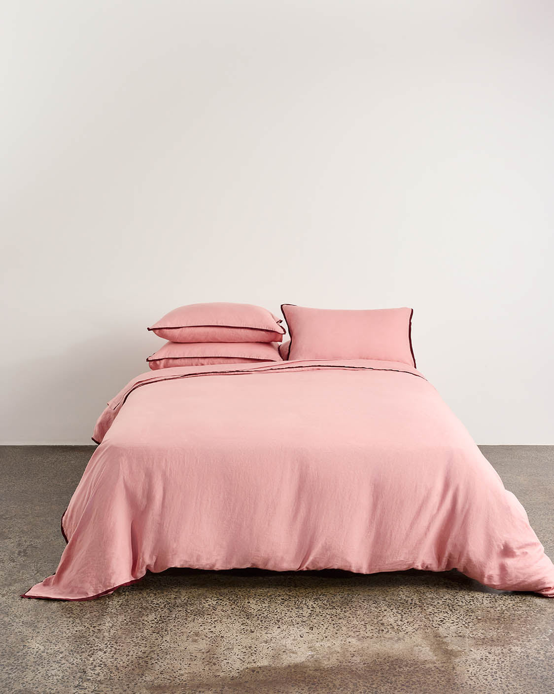 Linen Quilt Cover - Rhubarb