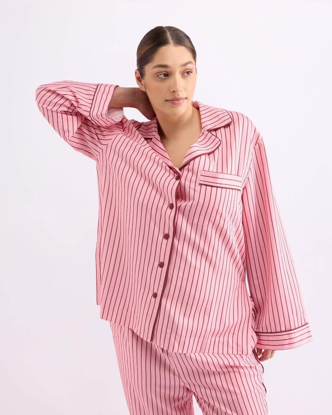 Long Sleeve Sleep Shirt - Rocky Road Stripes