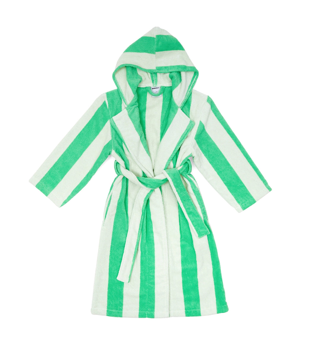 Kids Robes - Green & White | Green & White Hommey Kids Dressing Gown | Hommey