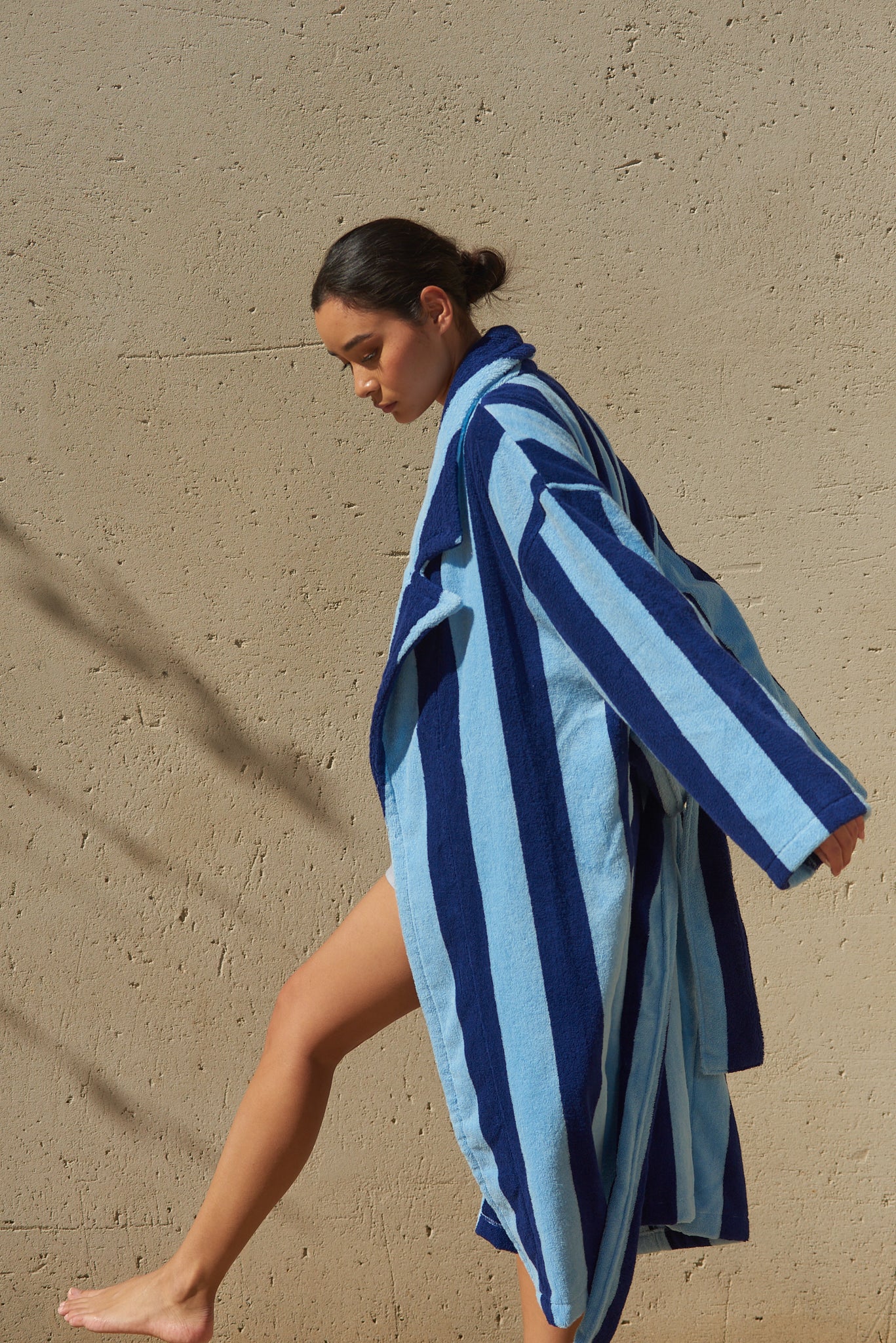 Hommey Blue Stripe Robe | Soft & Cosy Unisex Cotton Dressing Gown