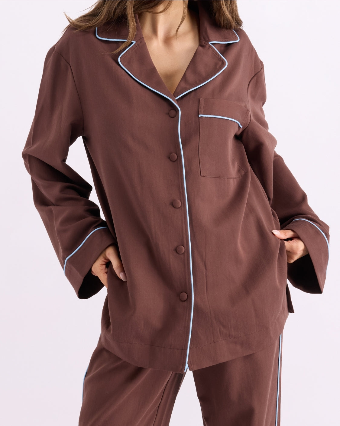 Long Sleeve Sleep Shirt - Iced Chocolate